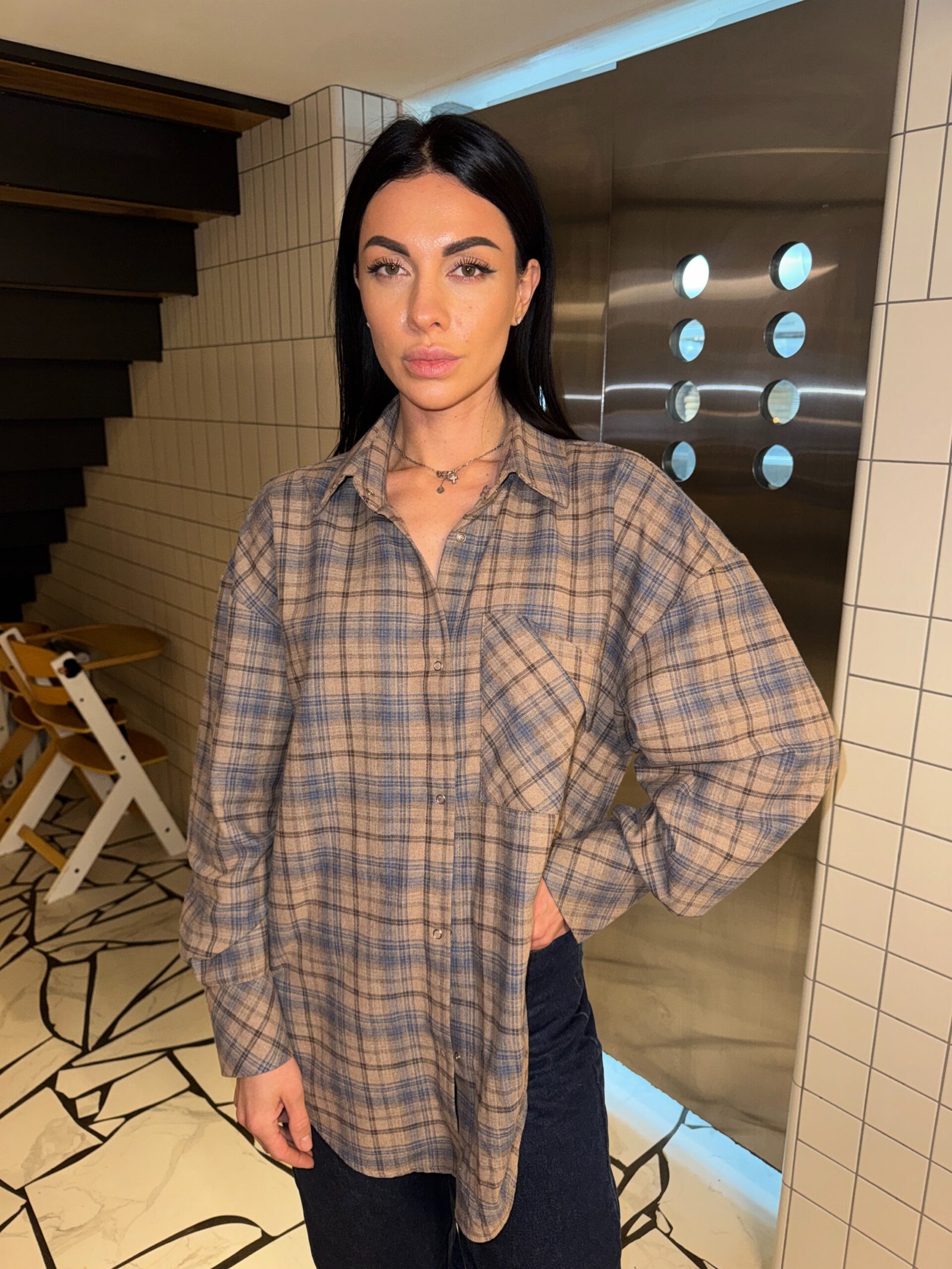 фланелева сорочка з акцентною кишенею