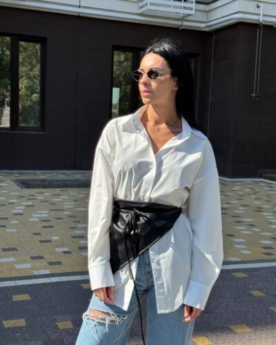 Сорочка вільного крою з преміальної тканини на ґудзиках