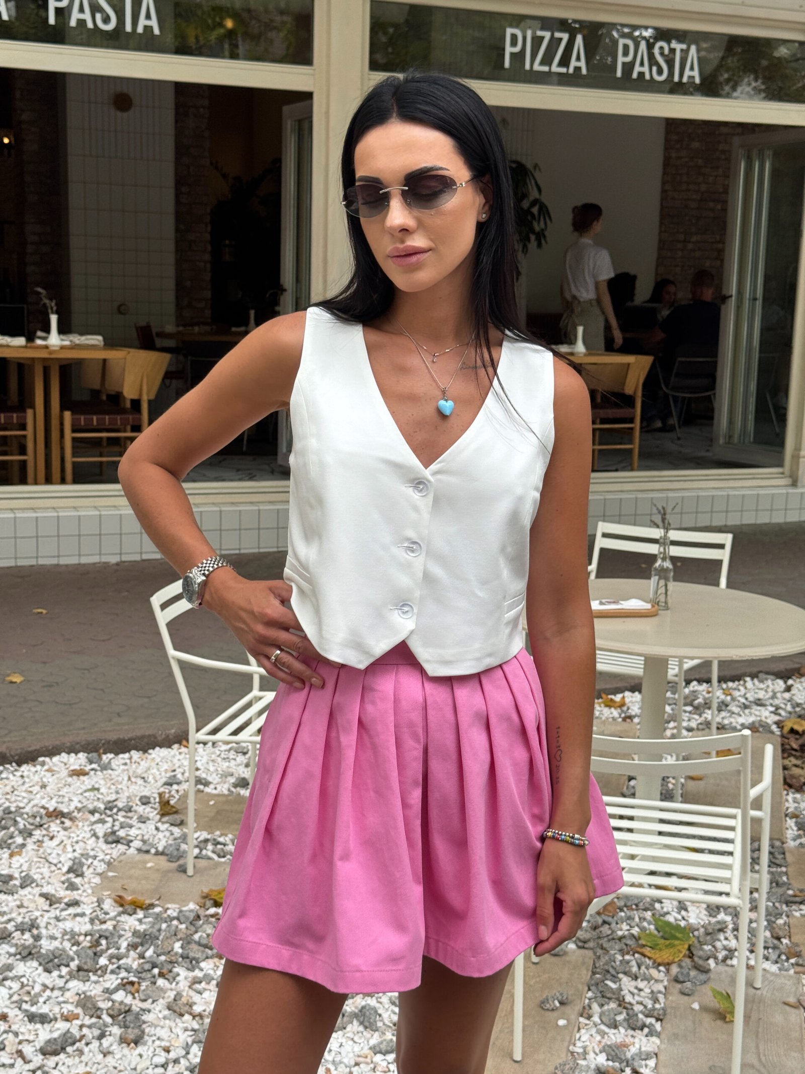 Денім спідниця в ніжно-рожевому кольорі