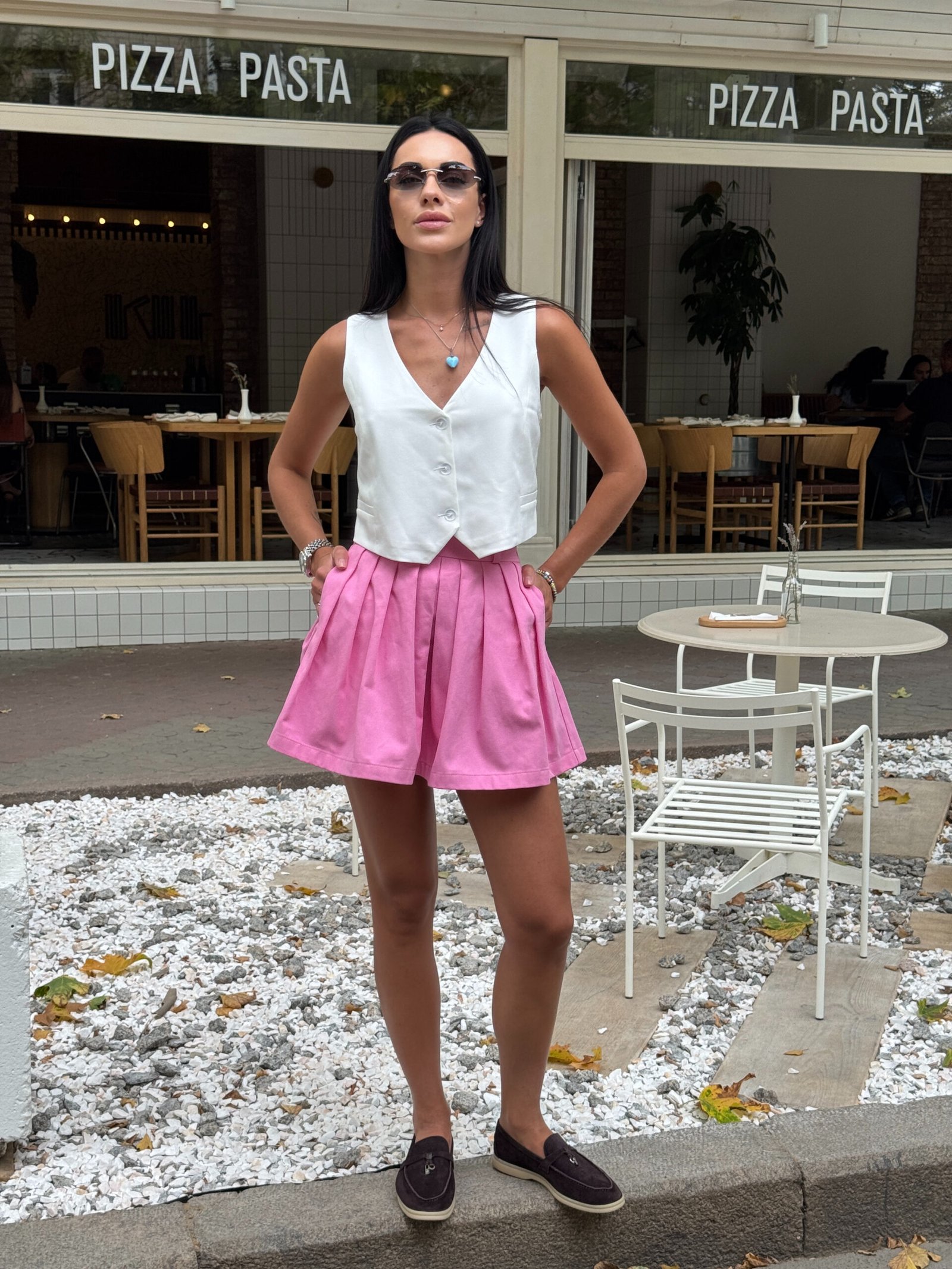 Денім спідниця в ніжно-рожевому кольорі